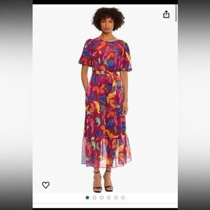 Donna Morgan Magenta Paisley Maxi Dress with Multicolor Print 10